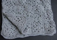 New pearl gray 30 x 42-inch hand-crocheted blanket / throw