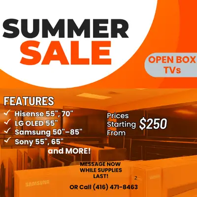 Summer Sale on Open Box TVs: Smart TV, Samsung TV, LG TV & MORE, View more