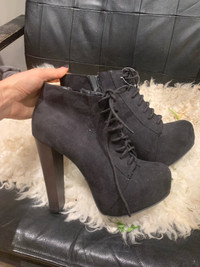 Grey black sexy ankle boots