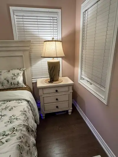 Beautiful White Carved-Wood Nightstand – 3 Drawers, View more