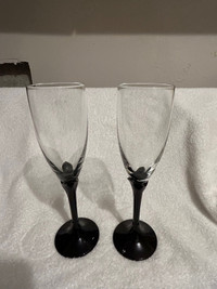 5 oz Wine glasses black stem $8 for 2 glasses