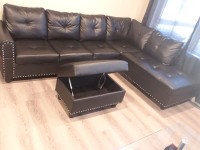 3 Piece L-Shape Sectional Sofa with Chaise and Ottoman
