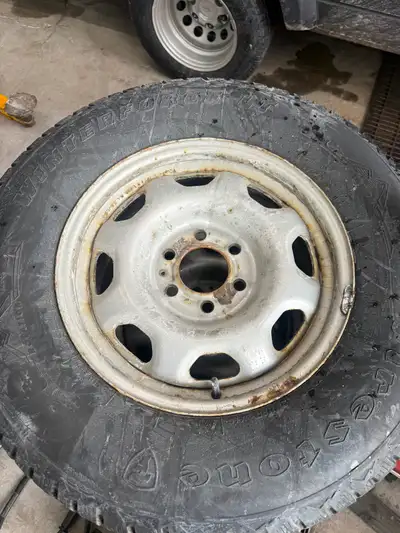 Winter tires on rims for sale. Came off my 2018 F150. Tires still good, 7/32 tread. No leaks. Has TP...