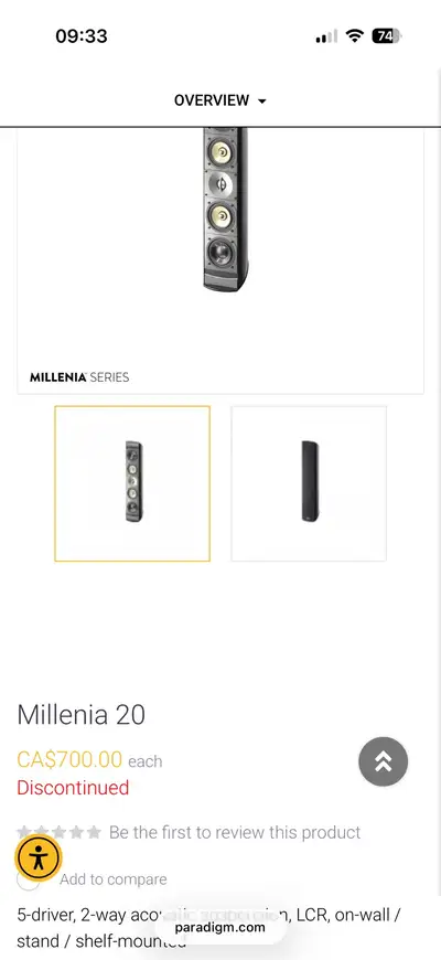 PARADIGM Milenia 20 Hybride black speaker , View more