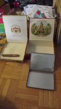 3 AUTHENTIC CENTRAL AMERICA VINTAGE CIGAR BOXES BUNDL/CUBA,DOMIN