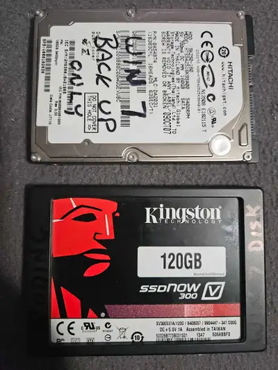 Kingston 120GB SSD and Hitachi 160GB HDD, View more