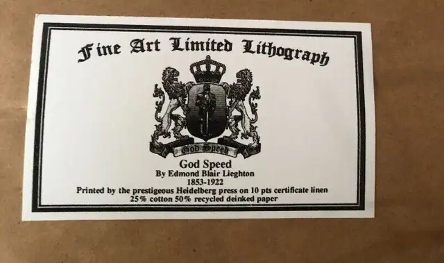 God Speed by Edmund Blair Leighton: ORIGINAL NUMBERED LITHOGRAPH in Arts & Collectibles in Mississauga / Peel Region - Image 9