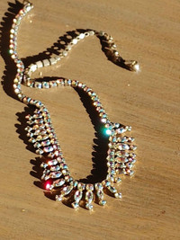 Vintage Signed Sherman Drop Crystal Choker Necklace