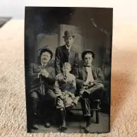 Ancienne photo Ferrotype (Tintype) 4 générations #  5