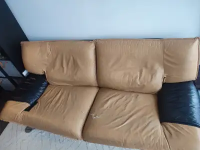 Brown leather 3 seat sofa, View more