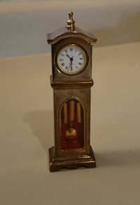 Vintage  Brass Miniature Grandfather Desk Clock