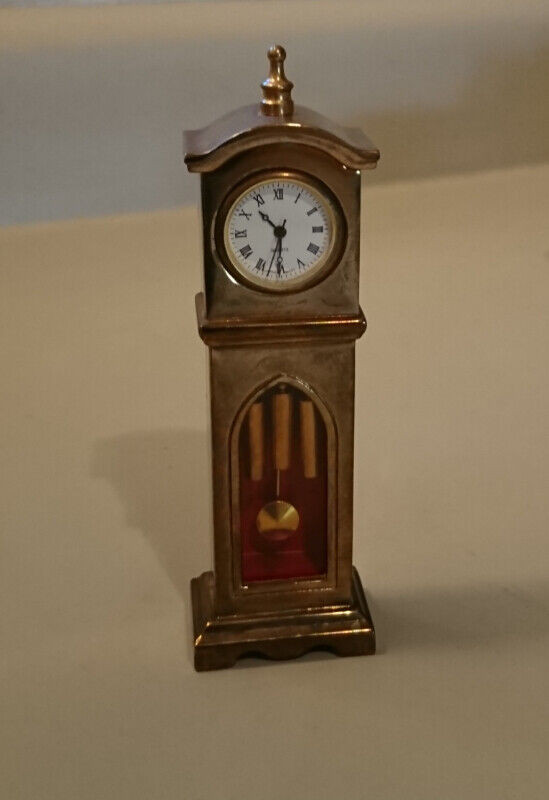 Vintage  Brass Miniature Grandfather Desk Clock in Arts & Collectibles in Oshawa / Durham Region