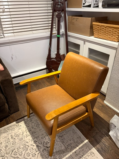 WOOD AND LEATHER CHAIR, View more
