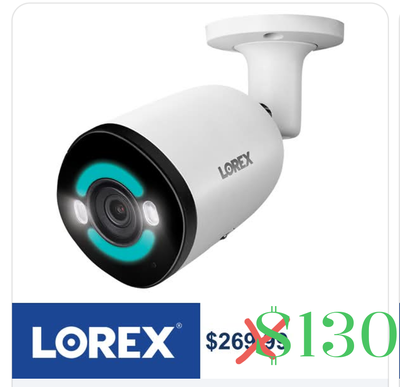 Lorex E895 4k HD Poe up bullet camera with 2 way audio , siren, bright color changing LED's , color...