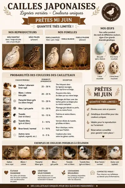 Poussin de Cailles non sexer pres mi juin