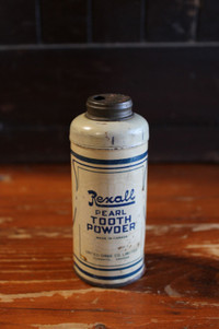 Vintage Rexall Pearl Tooth Powder Tin