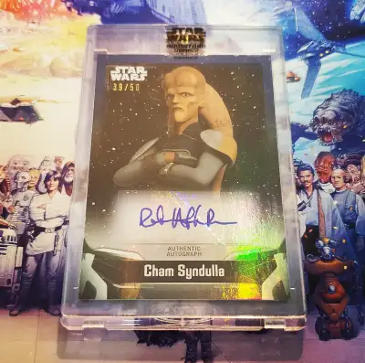 2021 TOPPS STAR WARS SIGNATURE SERIES ROBIN ATKIN DOWNES as CHAM SYNDULLA BLUE AUTOGRAPH 39/50 TOPPS...