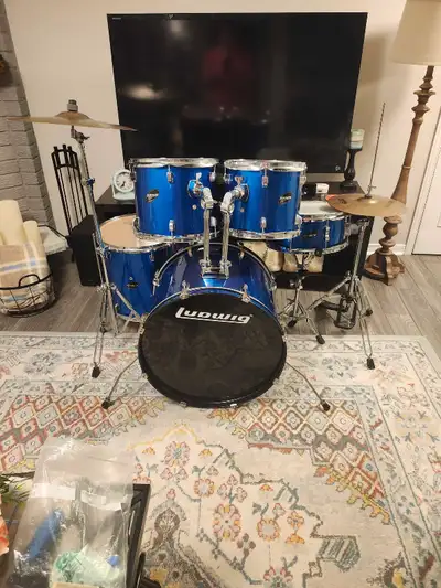 5 pc. Ludwig drums, hardware, Zildjian cymbals., View more
