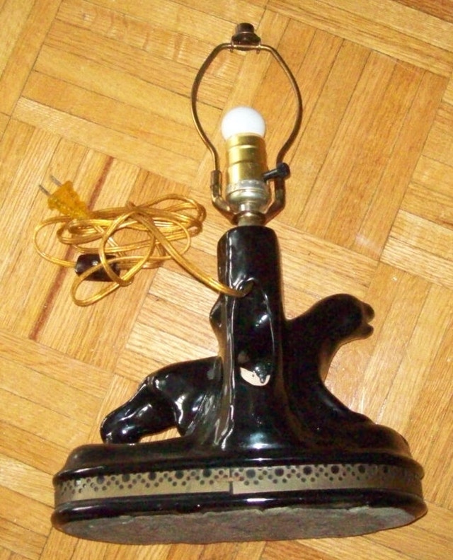 1950s Cougar Jaguar Lamp Original Shade Working Arts & Collectibles