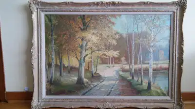 Nice antique Austrian artist Josef Kugler landscape oil painting, View more