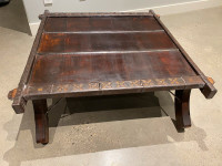 Indian Rustic Wood Ox Cart Coffee Table