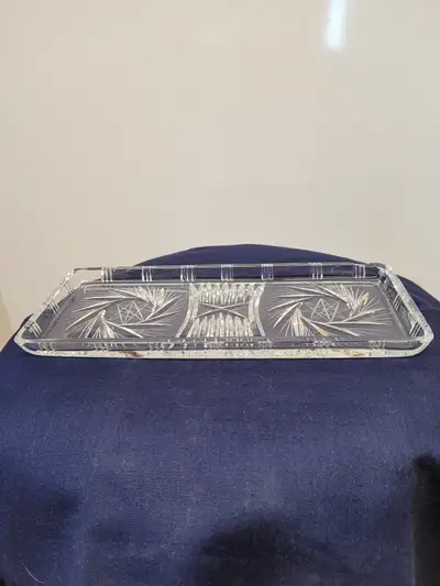 VTG Bohemian “Pinwheel” Crystal Serving Platter/Tray, View more
