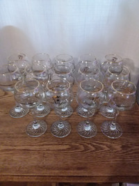 14 Olympic wine glasses, vintage