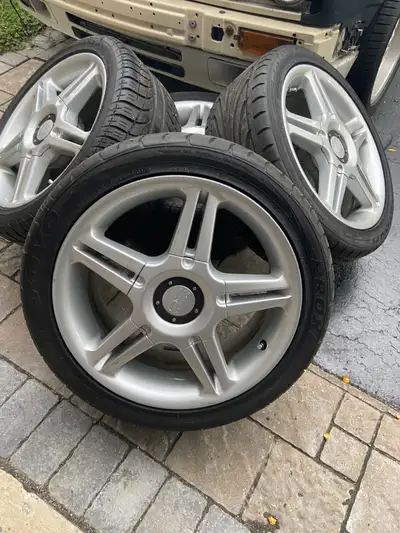 Rare set of OZ rims and tires bmw etc 17x7.5 5x120 235/40r17 Tags 2 Tags JDM bride zeta race seat AE...