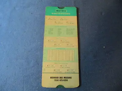 VINTAGE SLIDE CHART METRIC CONVERSIONS-ENG/FR-1970S-COLLECTIBLE!, View more
