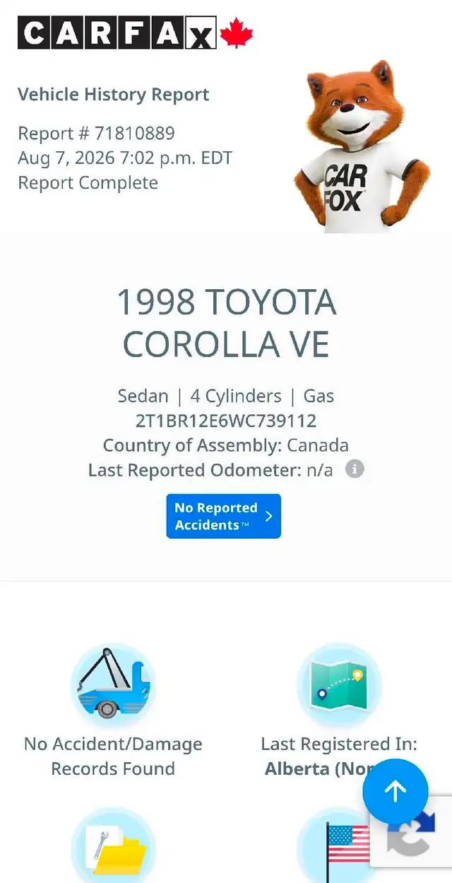 1998 Toyota Corolla one owner532102008685219849