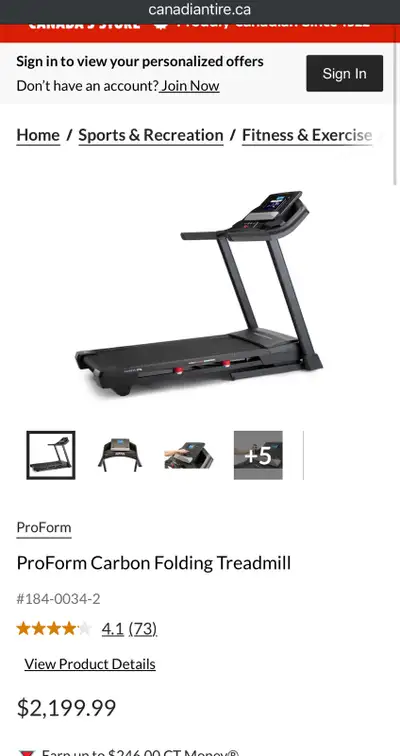 ProForm Carbon Folding Treadmill, View more