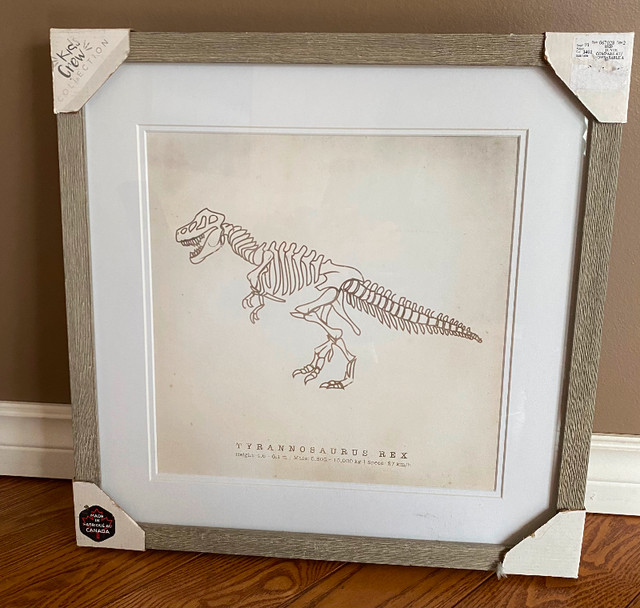 NEW T-Rex dinosaur picture print grey framed gray in Arts & Collectibles in Edmonton - Image 2