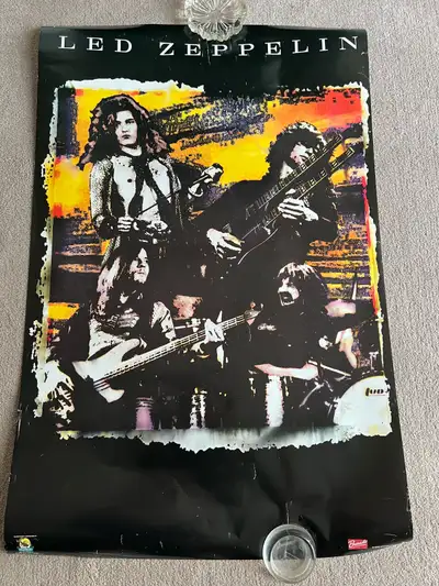36” by 24” Led Zeppelin Poster Myth Gem. See photo small tear at bottom and pinholes in corners wher...