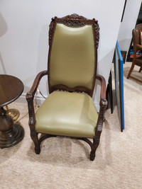 Antique leather highback chair