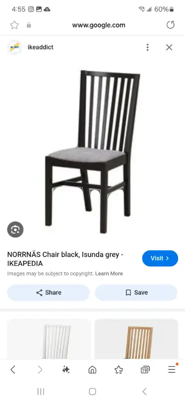 2 unopen dinning chairs. Black with grey padded seats. Ikea no longer sells these chairs. $15 each S...