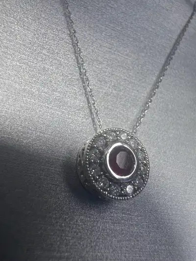 10 k ruby and diamonds necklace, View more