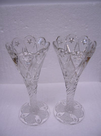 Vintage Pair of Pressed Glass Vases