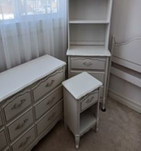 Vintage French Provincial white bedroom set with Gold trim.