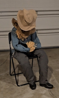 Halloween Sitting Scarecrow - $80