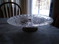 Leonard Crystal Cake Plate with Silver Base
