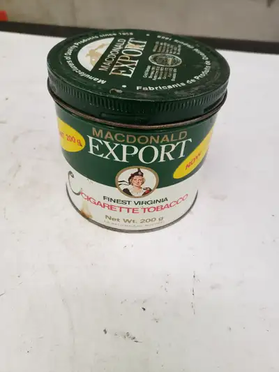 Vintage Export green metal tobacco tin, View more