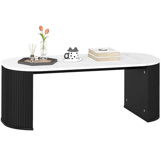 Coffee Table, Modern Marble-Effect Living Room Table with Round  in Coffee Tables in Markham / York Region - Image 11