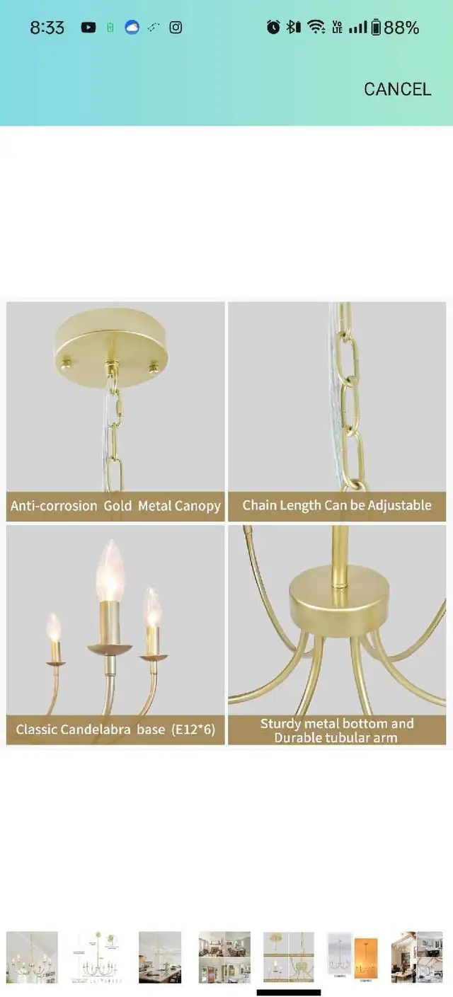 Light chandelier  in Indoor Lighting & Fans in Kitchener / Waterloo - Image 5