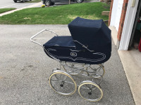 Vintage Navy Blue  Baby Carriage by Perego
