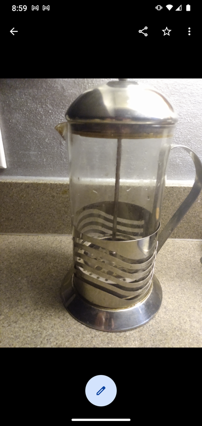 Silver French Press coffee maker, View more