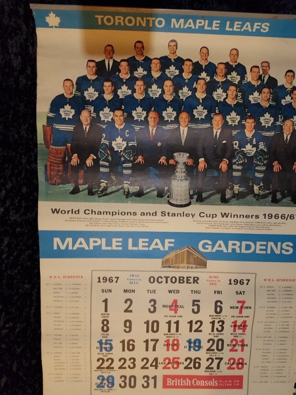 VINTAGE TORONTO MAPLE LEAFS CALENDARS Arts & Collectibles Saskatoon