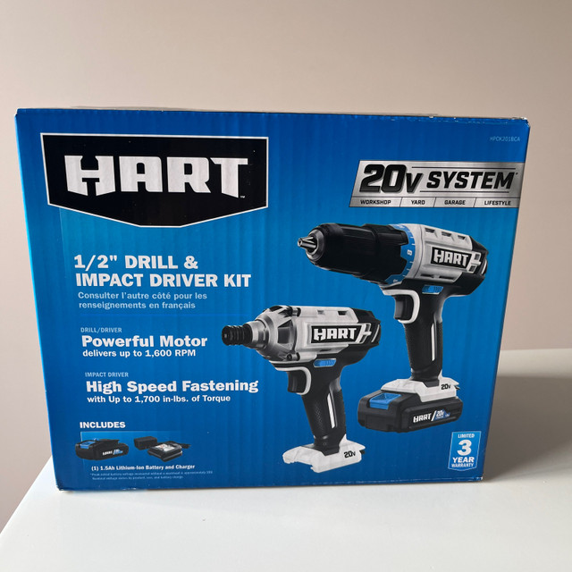 HART 20-Volt Cordless 2-Piece 1/2-inch Drill and Impact Driver  in Power Tools in Ottawa