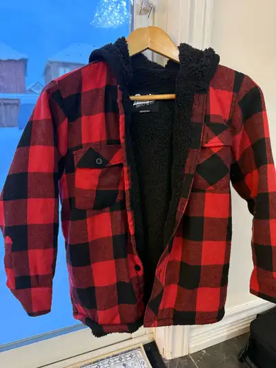 Boys 10-12yrs old Warm Sherpa Lined Plaid Jacket, View more