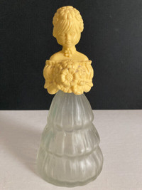 Avon "Sweet Honesty" Yellow Girl w/ Flowers Cologne Bottle Empty