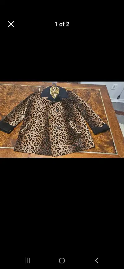 Leopard print jacket with scarf, View more
